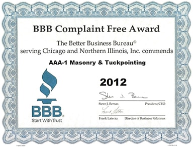 Better Business Bureau Complaint Free Award, 2012