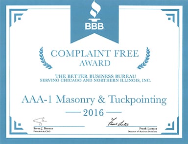 Better Business Bureau Complaint Free Award, 2016