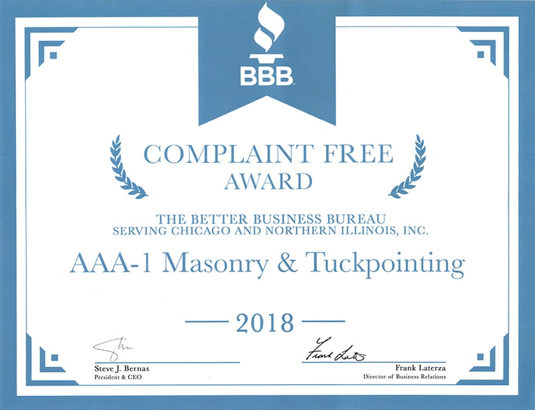 Better Business Bureau Complaint Free Award, 2018
