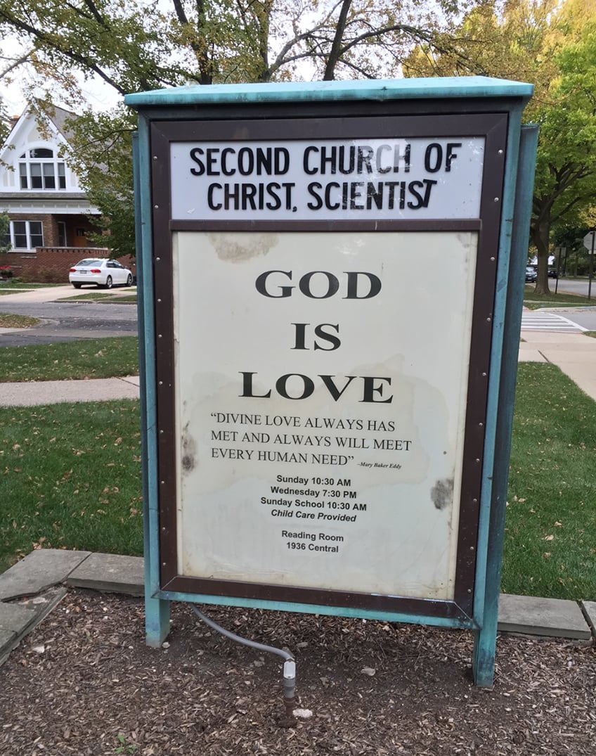 Sign for Second Church of Christ, Scientist