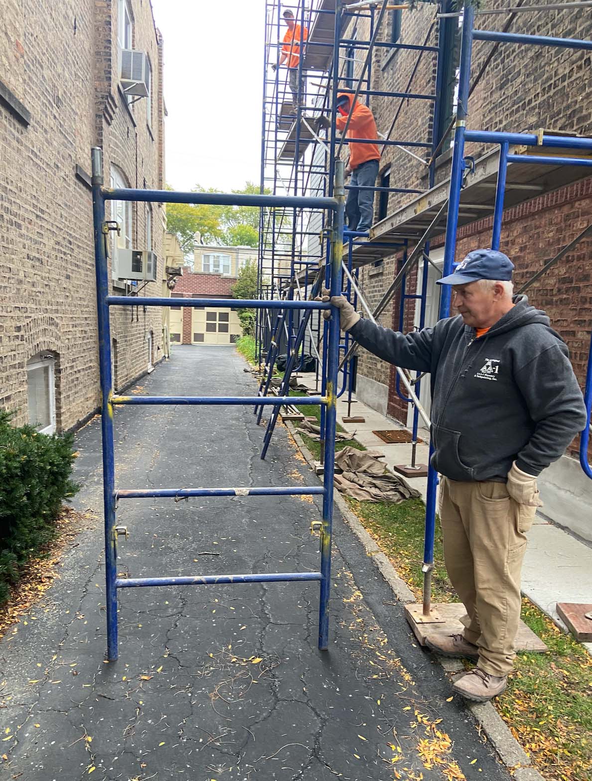 Michael demonstrating scaffolding frame