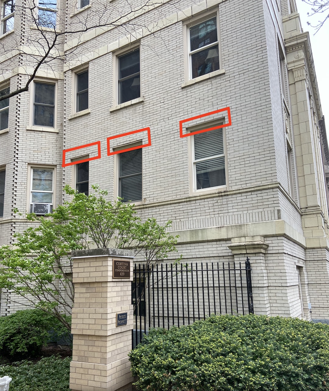 Diagram showing location of lintels above windows