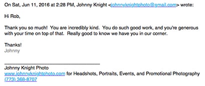 Johnny Knight Testimonial